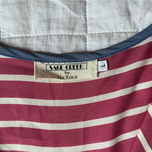 Vintage Red Striped w/ Blue Contrast Midi / Maxi Dress Sailor Fisherman Circus-M - Picture 5 of 9